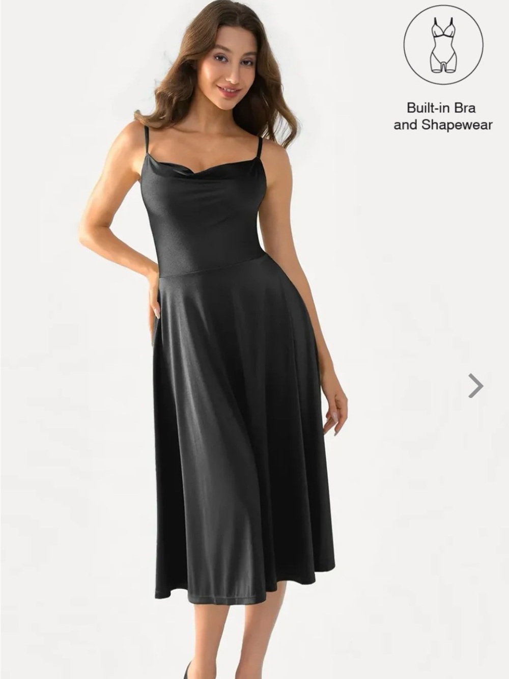 NWT Popilush Built-In Bra Black Slip Dress with Shapewear cowl neck size 3x